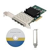 Heayzoki Netzwerkkarte, PCIE-Ethernet-Karte SE-LGI350A-4FB PCI-E X4 4-Port-Gigabit-Glasfaserserveradapter Ethernet-Netzwerkkarte Für Win 7/8/10/Server 2003/Server 2012/Server 2016/Linux