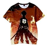 T-Shirts,Unisex Anime Teens Gifts Attack On Titan T Shirt Rundhals Herren Groß Lässig Kurzarm Stil 1 Braun 5XL