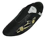 Lappade Auto schwarz Gold Gymnastikschuhe, Ballerinas, Ballettschuhe, Schläppchen, Turnschläppchen, Hausschuhe, Tanzschuhe mit Stickereien Art. 258G Gr. 36