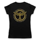 Hunger Games Mockingjay Things We Love Most Destroy Us Damen T-Shirt, Schwarz, M