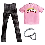 Barbie Fashion Pack - GRC74 - Ken Paradise Fashion Pack - Rosa T-Shirt Karierte Hose Silbergü