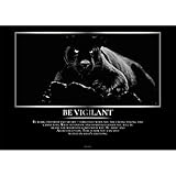 GREAT ART® Edle Motivationsposter – Be Vigilant – Schwarzer Panther Sei Wachsam Majestätisches Tier Leopard Inspiration Spruch Inneneinrichtung Foto Deko (Din A2 42 x 59,4 cm)