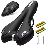 Favoto Fahrradsattel Universal Gel MTB Sattel Fahrradsitz Hohl Ergonomisch Tourensattel Atmungsaktiv für Herren Damen Rennrad Mountainbike mit Sitzbezug Schraubenschlüssel 2 Reflektierende B