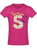 Mädchen Geburtstags T-Shirt: 5 Jahre mit Blumen - Fünf Fünfter Geburtstag Kind-er - Geschenk-Idee - Prinzessin Princess - Glitzer Pink Rosa - Niedlich - Kindergeburtstag - Jahrgang 2016 (128)