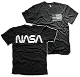 Nasa Offizielles Lizenzprodukt Schwarz Flag Herren T-Shirt (Schwarz), XXL