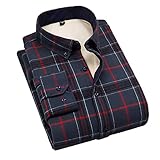 Dickes Warmes Hemd - Schweres Fleece-Hemd ， Verdickungshemd Aus Reiner Baumwolle Mit Kariertem Druck, Mittelalter Flanell Winter Langarm Casual Button-Down-Oberteil, Western Warm Fleece Sherpa-J