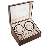 4+6 Uhrenbeweger PU Leather Watch Winder Automatisch Uhren Box Case EU Adap