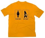 Themyscira Your Wife My Wife Fun T-Shirt, S, gelb