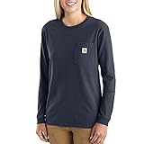 Carhartt Womens Workwear Pocket Long-Sleeve T-Shirts, Navy, M