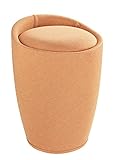 Wenko 22837100 Hocker Candy Orange Leinenoptik - Wohnhocker, Badhocker, Wäschesammler mit abnehmbarem Wäschesack, ABS, 36 x 50.5 x 36