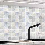 KINLO Fliesenfolie - Küchenrückwand Fliesenaufkleber 61 x 500cm Mosaikfliese Klebefolie Fliesen für Küche und Bad –PVC Deko Fliesenfolie Kacheldekor Typ-M