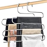 ZriEy Hosenbügel Mehrfach Platzsparend, S-Type Edelstahl Hosen Jeans Schal Kleiderbügel für Krawatte Schal Hose (2 Stück)
