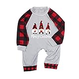 Weihnachtspyjama Familie Set Langarm T-Shirt Karierte Lange Hosen Pyjama mit Weihnachtsdruck Muster Zweiteiliger Sleepwear Soft Loungewear Hausanzug für Damen Herren Mädchen Jung