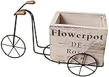 LiuliuBull Chic Handy Nützliche Blumentopf Pflanze Topf Gartenzubehör Holz Fahrrad Design Ornament Home Decoration (Color : Weiß)