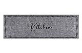 Läufer Küchenläufer Küchenteppich Teppich Teppichläufer Antirutschmatte Küchenmatte Vorleger für die Küche waschbarer rutschfester 50x150 cm groß Kitchen Grau modern M