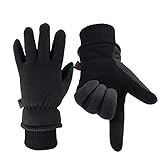 OZERO Winterhandschuhe | Thermo Winter Skihandschuhe Fahrradhandschuhe Laufhandschuhe Motorradhandschuhe | Handschuhe Herren & Damen (Schwarz, L)