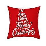 MEIYOUMK Weihnachten Deko Kissenbezug 45 x 45cm Kissen Deko Weinachtsdekorationen Weihnachten Dekokissen Weihnachten Kissen Set Sofa Wohnkultur Wohnzimmer Zierkissenbezüg
