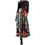 Baiomawzh Damen Bohemian Maxikleider Herbst Winter T-Shirt Kleider Langarm Tunika Oberteile Kleid Bedruckte Herbstkleid Freizeitkleider Swing Maxikleid mit T