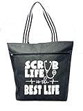 Große Stilltasche mit Reißverschluss und Taschen für Krankenschwestern – perfekt für die Arbeit, Geschenke für CNA, RN, Stillstudenten, Schwarz (Scrub Life Lexie schwarz), M