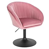 WOLTU BH243rs-1 1x Barhocker Barsessel Loungesessel Clubsessel Tresenhocker Polsterstuhl aus Samt und Metall mit Rückenlehne und Armlehne höhenverstellbar und drehbar R