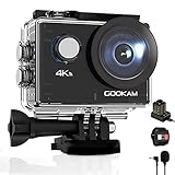 GOOKAM 4K Action Cam 20MP 40M Wasserdicht Unterwasserkamera Actionkamera WiFi Helmkamera mit 2.4G Fernbedienung 170 ° Weitwinkel mit 2x1050mAh Akkus Externem Mikrofon Zubehör Kits (Go2)