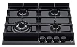 K&H® 4 Zonen Glas Gaskochfeld 60cm Wok Brenner Erdgas Autark Eigebaut 4Z-MKG