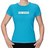 T-Shirt Maybe Tomorrow Party Fun Witz Spaß Funshirt lustige 15 Farben XS-3XL ernsthaft Geschenk Mitbringsel verrückt Feierabend, Farbe:Azure/türkis - Logo Weiss, Größe:3XL