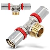 DIAMOND® Pressfitting T-Stück PEX 16 x 1/2 Zoll AG x 16 mm U Profil für Aluverbundrohr Mehrschichtverbundrohr Verbundrohr Mit Dichtungsringe Oring | Heizungs- Sanitär- Trinkwasserinstallation | 10 B