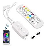Bluetooth LED Streifen Steuerung Controller Kontroller, Musik-Sync APP-Steuerung LED-Streifen-Steuerung Ersatz Kompatibel mit 5V-24V 4-Pin RGB-LED-Streifen (AC Adapter NICHT Enthalten）