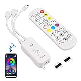 Bluetooth LED Streifen Steuerung Controller Kontroller, Musik-Sync APP-Steuerung LED-Streifen-Steuerung Ersatz Kompatibel mit 5V-24V 4-Pin RGB-LED-Streifen (AC Adapter NICHT Enthalten）