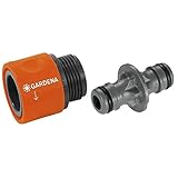 Gardena Übergangs-Schlauchstück: Anschlussteil als Übergang von Einer Schlauchverschraubung Hahnverbinder, für 26.5 mm Gewinde & Kupplung: Verbindungsteil zur sicheren Schlauchverbindung