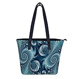 Damen Umhängetaschen Freizeit Handtaschen Arbeitstasche Tote Geldbörsen,Blaue Fractal Flow