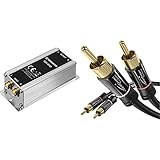 MONACOR FGA-40HQ High-End Masse-Trennfilter, Mantelstromfilter mit Stereo Line-Anschlüssen & KabelDirekt - Cinch Audio Kabel - 1m - (Koaxialkabel geeignet für Verstärker, 2 Cinch zu 2 Cinch)
