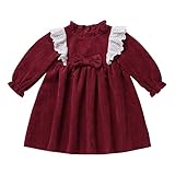 Nimiya Baby Mädchen Kleid Winter Freizeitkleid Winterkleid Wärmeschutz Blumenkleid Langarm Partykleid Freizeitanzug Herbst Kleidung D Burgundy 62-68