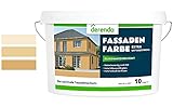 Derendo Fassadenfarbe beige 2,5l mit EXTRA hohem Wetterschutz, matte silikonharzverstärkte Fassaden Farbe, hohe Deckkraft und gute Füllkraft bei kleinen Rissen (Cremebeige E14160)