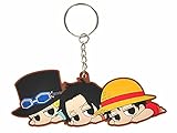 One Piece Schlüsselanhänger mit Chibi Figuren von Ruffy, Sabo, Puma D