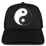 Armycrew Trucker Cap mit Yin-Yang-Aufnähern, strukturiertes Netzgewebe, Weiß, schwarz, Einheitsgröß