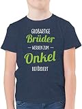 Statement Sprüche Kinder - Großartige Brüder Werden zum Onkel befördert - 164 (14/15 Jahre) - Dunkelblau Meliert - Onkel - F130K - Kinder Tshirts und T-Shirt für Jung