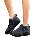 Soupliebe Boots Damen Winterschuhe Stiefeletten Schwarz Teenager Mädchen Classic Warme Gefüttert Leicht Flache Winterboots Winterstiefel Thermoschuhe Knöchelstiefel Ankleb