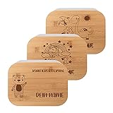 Lunchbox personalisiert / Kinder-Motiven mit Namen / Edelstahl mit Bambusdeckel 1350ml / Brotdose / Jausenbox / Bento Box / nachhaltig / langlebig