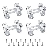 4 Set Edelstahl-Türriegel, Fenster Tür-Push-Lock, Schiebetürschloss, Türverschlüsse für Türen, Fenster, Haustiertüren, Badezimmer, Schrank und Schubladen (silber)