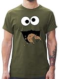 Karneval & Fasching Kostüm Outfit - Keks-Monster - L - Army Grün - köln Tshirt - L190 - Tshirt Herren und Männer T-S