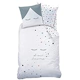 STERNE Mädchen-Bettwäsche Set · Kinderbettwäsche Sweet dreams · Wende Motiv Wimpern · 2 teilig - Kissenbezug 80x80 + Bettbezug 135x200