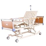 HBCELY Pflegebett, Hochwertiges Vollelektrisches Krankenhausbett mit 6 Funktionen und Matratze, Matratzenauflage mit Fernbedienung und Esstisch, Anhebbares Pflegebett,219x96x51