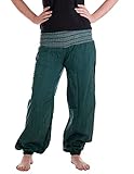 Vishes - Alternative Bekleidung - Sommer Chino Haremshose aus Baumwolle mit super elastischem Bund - handgewebt dunkelgrü