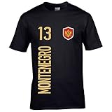 FanShirts4u Kinder Fanshirt Trikot Jersey Montenegro T-Shirt inkl. Druck Wunschname u. Wunschnummer EM WM (3/4 Jahre 98-104 cm, Montenegro/Schwarz)