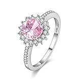 Uloveido Solitaire Versprechen Ewigkeit Ringe Band Rosa Birthstone Schmuck - Gute Geschenkideen für Frauen Mädchen Schwester Y3522-PINK-9