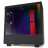 NZXT H510i - Kompaktes ATX-Mid-Tower-Gehäuse für Gaming-PCs - Front USB-C Port - Vertikale GPU Montage möglich - Tempered Glass-Seitenfenster - Für Wasserkühlung nutzbar - Schwarz/R