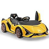 12V 7Ah Kinder Elektroauto, 30W Motors Elektroauto für Kinder with Remote Control, 3 Speeds, Butterfly Doors, LED, Portable Handle, Spring Suspension System, USB TF M