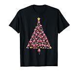 Funny Flamingo Christmas Tree Ornithologist Xmas Women Men T-S